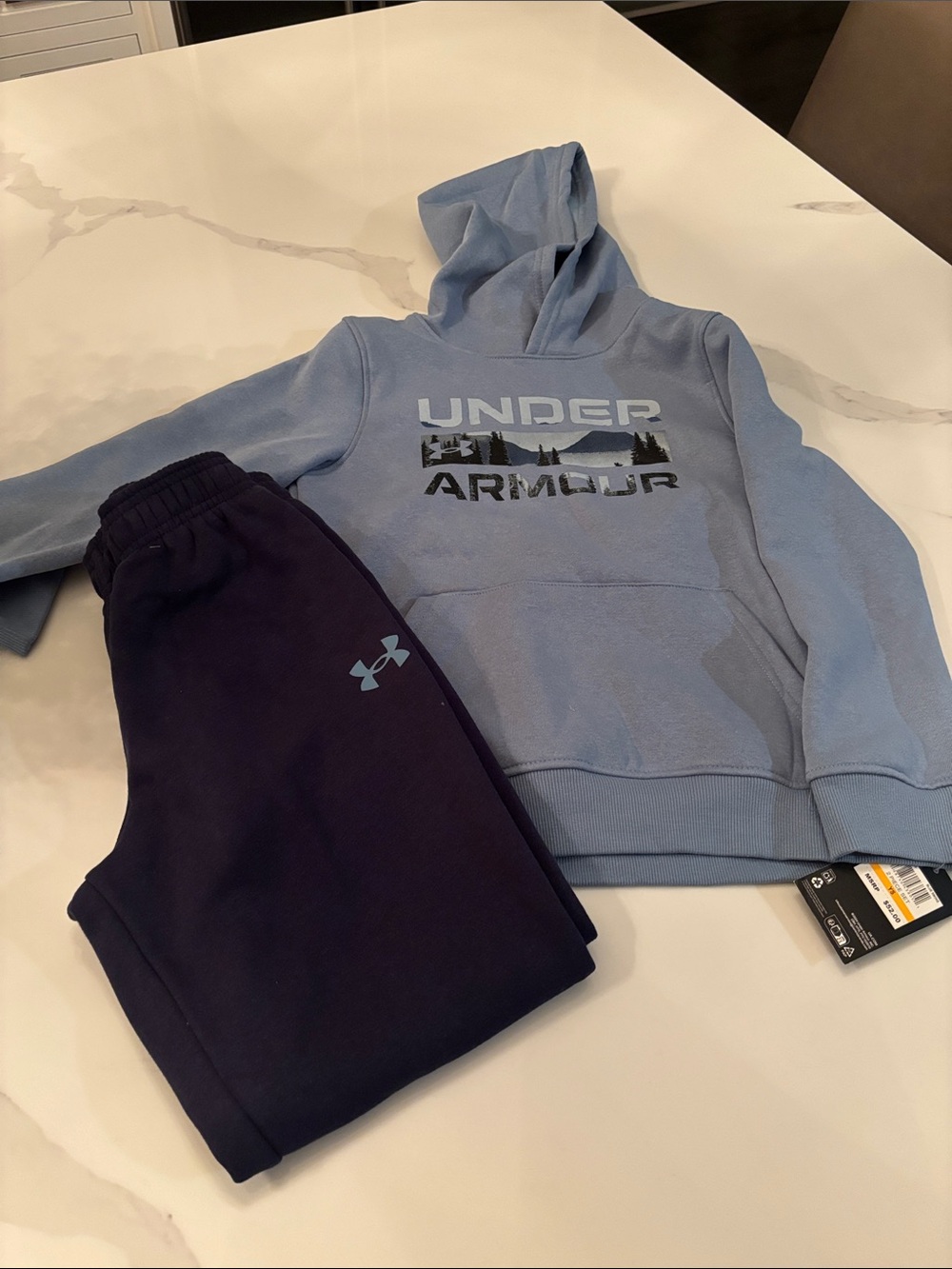 Under Armour Light Blue Hoodie with Navy Joggers Set